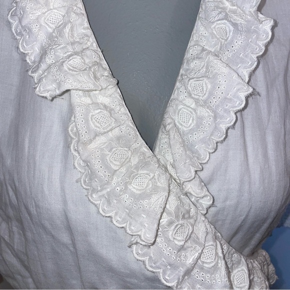 Les Coyotes de Paris dress lace trim ramie cotton white girls size 18 womens XS - Picture 2 of 9